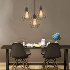 Acheter ⭐ AXHUP Lustre Suspension 3 Lumieres En Metal E27 20,5cm Noir 👍 -Suspension Soldes 56525289 4