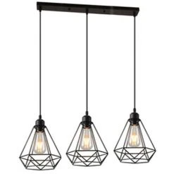 Le moins cher 🧨 AXHUP Lustre Suspension 3 Lumieres En Metal E27 20,5cm 3 Lumière Noir 🎁