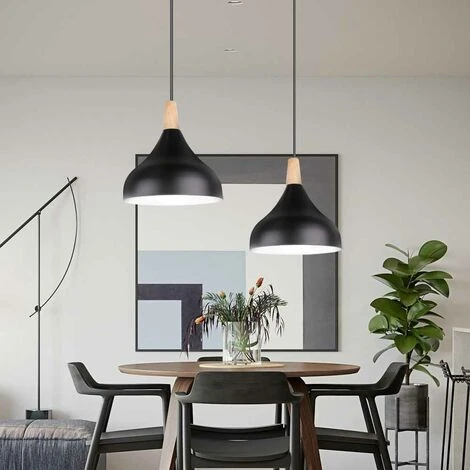 Bon marché 🎉 WOTTES Créative Simple Suspension Luminaire E27 Éclairage Intérieur Lustre Suspension Chambre Salon (Noir) - Noir ✔️ 2 Bon marché 🎉 WOTTES Créative Simple Suspension Luminaire E27 Éclairage Intérieur Lustre Suspension Chambre Salon (Noir) - Noir ✔️ – Image 2