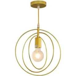 Top 10 ⭐ COMELY Suspension Luminaire Industriel Vintage Design E27, éclairage De Plafond Rétro Longueur 120CM, Lustre Abat Jour Métal Pour Chambre Salon Couloir Cuisine Salle De Bain Balcon (Doré) ❤️