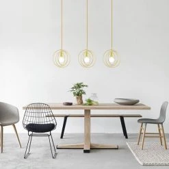 Top 10 ⭐ COMELY Suspension Luminaire Industriel Vintage Design E27, éclairage De Plafond Rétro Longueur 120CM, Lustre Abat Jour Métal Pour Chambre Salon Couloir Cuisine Salle De Bain Balcon (Doré) ❤️ -Suspension Soldes 56697016 3