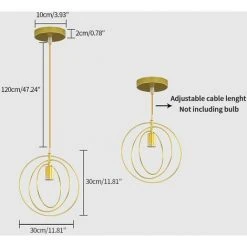 Top 10 ⭐ COMELY Suspension Luminaire Industriel Vintage Design E27, éclairage De Plafond Rétro Longueur 120CM, Lustre Abat Jour Métal Pour Chambre Salon Couloir Cuisine Salle De Bain Balcon (Doré) ❤️ -Suspension Soldes 56697016 5