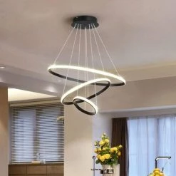 Bon marché 🎁 COMELY Lustre LED Moderne Suspension 3 Anneaux (20+40+60cm) Plafonnier LED 3000k / 4000k / 6000k 3 Couleurs Hauteur Réglable Lampes Suspendues Table à Manger Salon Salle à Manger Chambre ❤️ -Suspension Soldes 56697029 4