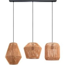 Remise ✔️ Paco Home Suspension Lampe Abat-jour Aspect Rotin Câble Textile Raccourcissable E27  Blanc (Ø33 Cm),  Blanc 3 flammes 120 cm ✔️ -Suspension Soldes 57108603 4