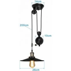 Tout neuf 🎁 WOTTES Suspension Luminaire Industriel Poulie De Suspension Métal Lumière E27 Salon Bar Restaurant Noir - Noir 💯 -Suspension Soldes 57221612 4