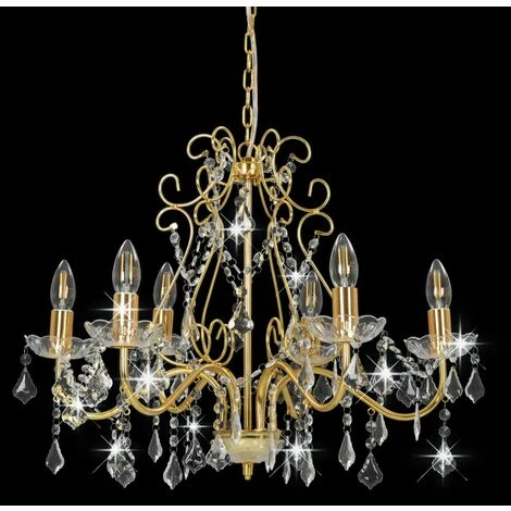 Grosses soldes ⌛ NOVA Lustre Avec Des Perles Dorées Rond 6 E14 Lustre Avec Perles De Cristal Doré Rond 6 X E14 🔔 2 Grosses soldes ⌛ NOVA Lustre Avec Des Perles Dorées Rond 6 E14 Lustre Avec Perles De Cristal Doré Rond 6 X E14 🔔 – Image 2