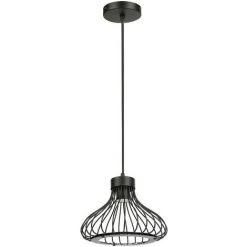 Grosses soldes 🔥 DYHF Rétro Metal Suspension Noir Cage Industriel Vintage Suspensions Luminaire Métal Retro Antique Suspensions Luminaire Cage Culot E27 Plafonnier Luminaire - Noir 🥰