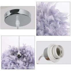Coupon ✨ STOEX Lustre Suspension En Plume Luminaire Design Forme Sphère E27 40W Pendentif Abat-jour Pour Chambre Décoration Cadeau D'enfant - Gris - Gris ⭐ -Suspension Soldes 57749876 4