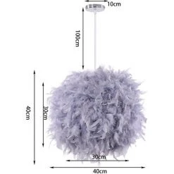 De gros 🤩 STOEX Lustre Suspension En Plumes 30 Cm E27 40W Gris ⌛ -Suspension Soldes 57752179 5