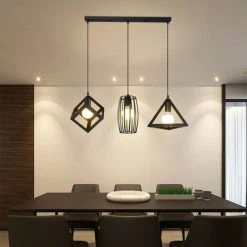 Acheter 👍 HALOYO Lustre Suspension Vintage, E27 Suspension Luminaire Industrielle, Luminaire Plafonnier Salon Bases Rectangulaires 😉