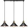 Remise 🤩 STOEX 3 Lumières Suspension Rétro Industriel Plafonniers Design Edison Métal Lustre Suspension Avec Support De Barre, Ø 22cm, Noir Et Blanc 🧨