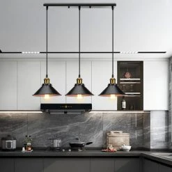 Remise 🤩 STOEX 3 Lumières Suspension Rétro Industriel Plafonniers Design Edison Métal Lustre Suspension Avec Support De Barre, Ø 22cm, Noir Et Blanc 🧨 -Suspension Soldes 58367021 4