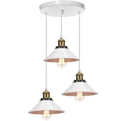 Acheter ✔️ STOEX Suspension Luminaire Industrielle Vintage En Métal Fer , Rétro Lustre Lampe Plafonnier Corde Ajustable Pour Cuisine Salle à Manger Salon Bar, Blanc 🌟