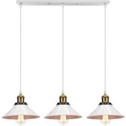 Promo 😀 STOEX Lustre Suspension Industrielle Vintage En Métal Fer Rétro Abat-jour Luminaire 22cm Lampe Plafonnier Corde Ajustable ,E27 Blanc 😉
