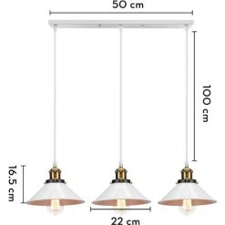 Promo 😀 STOEX Lustre Suspension Industrielle Vintage En Métal Fer Rétro Abat-jour Luminaire 22cm Lampe Plafonnier Corde Ajustable ,E27 Blanc 😉 -Suspension Soldes 58368944 4