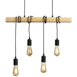 Le moins cher 😉 BARCELONA LED Suspension En Bois "Otto" E27 | Noir 🌟