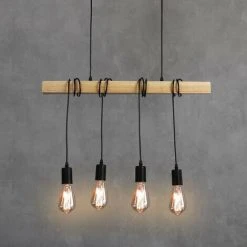 Le moins cher 😉 BARCELONA LED Suspension En Bois "Otto" E27 | Noir 🌟 -Suspension Soldes 58495494 3