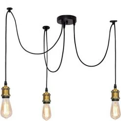 Top 10 👏 FR-LIFE Plafonnier Araignée E27 Suspension,BR-Vie 3 Têtes Suspension Lampe Plafonnier Industriel Avec Câble Réglable Pour Cuisine Salle à Manger [Classe énergétique A+++] 😉