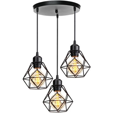 Promo 🛒 STOEX Lustre Suspension Industrielle Vintage 3 Lumières Design Rétro Lampe E27 Pour Salon Chambre Cuisine Salle à Manger Noir Avec Support Barre ❤️ 1 Promo 🛒 STOEX Lustre Suspension Industrielle Vintage 3 Lumières Design Rétro Lampe E27 Pour Salon Chambre Cuisine Salle à Manger Noir Avec Support Barre ❤️