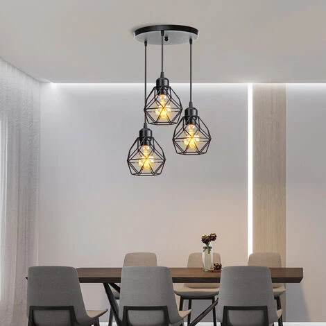 Promo 🛒 STOEX Lustre Suspension Industrielle Vintage 3 Lumières Design Rétro Lampe E27 Pour Salon Chambre Cuisine Salle à Manger Noir Avec Support Barre ❤️ 2 Promo 🛒 STOEX Lustre Suspension Industrielle Vintage 3 Lumières Design Rétro Lampe E27 Pour Salon Chambre Cuisine Salle à Manger Noir Avec Support Barre ❤️ – Image 2