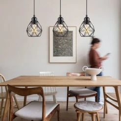 Promo ❤️ STOEX Lustre Suspension Industrielle Vintage Design Rétro Luminaire Led E27 Pour Salon Chambre Cuisine Salle à Manger - Noir 🎁 -Suspension Soldes 58819889 3