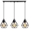 Offres ✨ STOEX Lustre Suspension Industrielle Vintage 3 Lumières Design Rétro Lampe E27 Pour Salon Chambre Cuisine Salle à Manger Noir Avec Support Rond ⌛