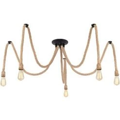 Meilleur prix 🥰 ZOLGINAH Suspension Luminaire Induistrielle Lampe 5 Têtes Réglable Lampe Lustre,Suspensions En Corde De Chanvre Créatif Pour Salon,salle De Restaurant, Bar, Café ⌛
