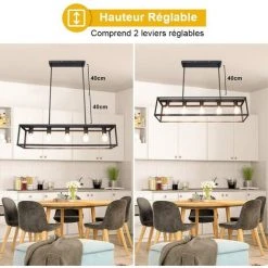 Promo ✔️ ZOLGINAH Plafonnier LED Moderne, Lustre Lampe Suspension Vintage 5 Lumières, Lustre Luminaire En Métal Lampe Pour Salon Chambre Cuisine Couloir Salle à Manger Bar Café, Noir(Ampoules E27 Inclus) 👍 -Suspension Soldes 59345630 4