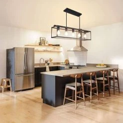 Promo ✔️ ZOLGINAH Plafonnier LED Moderne, Lustre Lampe Suspension Vintage 5 Lumières, Lustre Luminaire En Métal Lampe Pour Salon Chambre Cuisine Couloir Salle à Manger Bar Café, Noir(Ampoules E27 Inclus) 👍 -Suspension Soldes 59345630 5