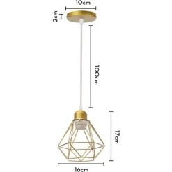 Bon marché 😉 ZOLGINAH E27 Plafonnier Industriel Suspension Luminaire Vintage Design Lustre Métal Rétro Forme Cage Ø160mm éclairage Plafond 40W, Doré (Lustre-1pcs) 😍 -Suspension Soldes 59346139 4