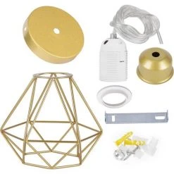 Bon marché 😉 ZOLGINAH E27 Plafonnier Industriel Suspension Luminaire Vintage Design Lustre Métal Rétro Forme Cage Ø160mm éclairage Plafond 40W, Doré (Lustre-1pcs) 😍 -Suspension Soldes 59346139 5