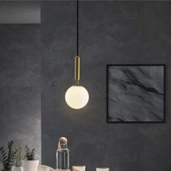Remise ⭐ ZOLGINAH Nordic Moderne Simple Suspension Lampe Boule De Verre Plafonnier Simple Tête Suspension Loft Loft Pour Chambre Salle À Manger Restaurant Salon (Blanc Mat Laiteux) 👏 -Suspension Soldes 59346142 3