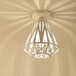 Meilleure vente 😉 ZOLGINAH Plafonnier Vintage Industrielle Lustre En Fer Cage Abat-jour Lampe De Plafond E27 Éclairage Décoration Suspension Luminaire Pour Chambre Entrée Couloir Bar Restaurent, 20CM (Blanc) ⌛