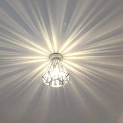 Meilleure vente 😉 ZOLGINAH Plafonnier Vintage Industrielle Lustre En Fer Cage Abat-jour Lampe De Plafond E27 Éclairage Décoration Suspension Luminaire Pour Chambre Entrée Couloir Bar Restaurent, 20CM (Blanc) ⌛ -Suspension Soldes 59346628 4