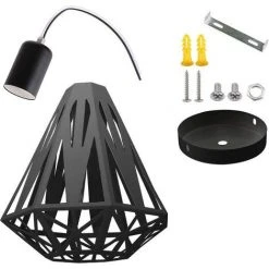 Tout neuf 🔥 ZOLGINAH Plafonnier Vintage Industrielle Lustre En Fer Cage Abat-jour Lampe De Plafond E27 Éclairage Décoration Suspension Luminaire Pour Chambre Entrée Couloir Bar Restaurent, 20CM (Noir) ✨ -Suspension Soldes 59346629 5