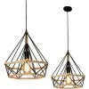 Remise ⌛ EINEMGELD Retro Plafonnier Industriel Suspension Luminaire, Vintage Edison Cage Forme Diamant En Métal Avec Câble Réglable 80cm, Antique Lampe Suspension E27 Pour Cuisine Chambre (Ampoule Incluse) ⭐