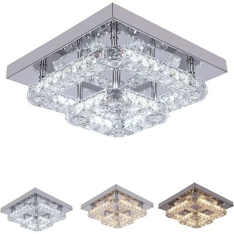Remise ⌛ GREELUSTR 2 Plafonnier En Cristal Carré Luminaire Moderne Semi-encastré Lustre Plafonnier Pour Couloir D'entrée, Deux Couleurs Claires ⭐ 1 Remise ⌛ GREELUSTR 2 Plafonnier En Cristal Carré Luminaire Moderne Semi-encastré Lustre Plafonnier Pour Couloir D'entrée, Deux Couleurs Claires ⭐
