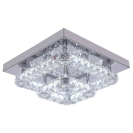 Remise ⌛ GREELUSTR 2 Plafonnier En Cristal Carré Luminaire Moderne Semi-encastré Lustre Plafonnier Pour Couloir D'entrée, Deux Couleurs Claires ⭐ 2 Remise ⌛ GREELUSTR 2 Plafonnier En Cristal Carré Luminaire Moderne Semi-encastré Lustre Plafonnier Pour Couloir D'entrée, Deux Couleurs Claires ⭐ – Image 2