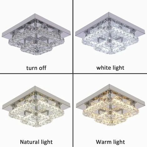 Remise ⌛ GREELUSTR 2 Plafonnier En Cristal Carré Luminaire Moderne Semi-encastré Lustre Plafonnier Pour Couloir D'entrée, Deux Couleurs Claires ⭐ 4 Remise ⌛ GREELUSTR 2 Plafonnier En Cristal Carré Luminaire Moderne Semi-encastré Lustre Plafonnier Pour Couloir D'entrée, Deux Couleurs Claires ⭐ – Image 4