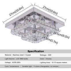Remise ⌛ GREELUSTR 2 Plafonnier En Cristal Carré Luminaire Moderne Semi-encastré Lustre Plafonnier Pour Couloir D'entrée, Deux Couleurs Claires ⭐ 9 Remise ⌛ GREELUSTR 2 Plafonnier En Cristal Carré Luminaire Moderne Semi-encastré Lustre Plafonnier Pour Couloir D'entrée, Deux Couleurs Claires ⭐ -Suspension Soldes 59799097 5