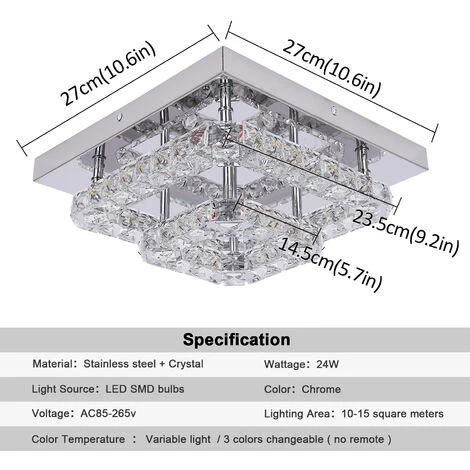 Remise ⌛ GREELUSTR 2 Plafonnier En Cristal Carré Luminaire Moderne Semi-encastré Lustre Plafonnier Pour Couloir D'entrée, Deux Couleurs Claires ⭐ 5 Remise ⌛ GREELUSTR 2 Plafonnier En Cristal Carré Luminaire Moderne Semi-encastré Lustre Plafonnier Pour Couloir D'entrée, Deux Couleurs Claires ⭐ – Image 5