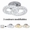 Bon marché 👍 GREELUSTR Plafonnier En Cristal, Plafonnier Moderne à 2 Anneaux, éclairage De Plafond Au Fini Chromé Pour Chambre à Coucher, Salon, Salle De Bain, Couloir, 3 Couleurs Modifiables ⭐