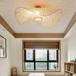 Coupon ⭐ HIASDFLS Rétro Lustres Lumière Naturelle De Bambou Et Plafonnier Rotin Vintage E27 Éclairage Plafond Tissées Main Pour Manger Chambre Salon Bar Café Pendentif Cuisine Lampe Suspendue Couloir Suspension,75Cm 😍 -Suspension Soldes 59927093 5