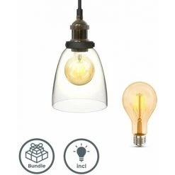 Le moins cher 👏 B.K.LICHT Suspension Plafonnier En Verre Lampe De Plafond Rétro Vintage Ampoules Incluse ⭐