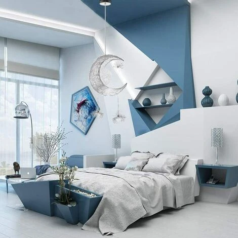 Tout neuf ❤️ COMELY Lustre Suspension Lune étoiles LED Plafonnier Luminaire Aluminium Avec 5 Ampoules Pour Enfants Chambre (lumière Blanche) ⌛ 3 Tout neuf ❤️ COMELY Lustre Suspension Lune étoiles LED Plafonnier Luminaire Aluminium Avec 5 Ampoules Pour Enfants Chambre (lumière Blanche) ⌛ – Image 3