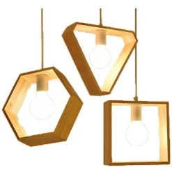 Budget ❤️ CSPARKV Accessoires Pour Suspension Et Lustre Lustre Créatif Géométrique En Bois Plafonnier Lampe Moderne (Triangle) ✨