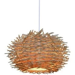 Vente flash 🛒 RHAFAYRE Suspension Lumineuse En Rotin, Lustre Réglable En Nid D'oiseau, Plafonnier De La Salle à Manger De La Chambre à Coucher 300 X 170mm 🔥