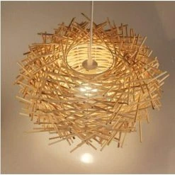 Vente flash 🛒 RHAFAYRE Suspension Lumineuse En Rotin, Lustre Réglable En Nid D'oiseau, Plafonnier De La Salle à Manger De La Chambre à Coucher 300 X 170mm 🔥 -Suspension Soldes 63578589 3