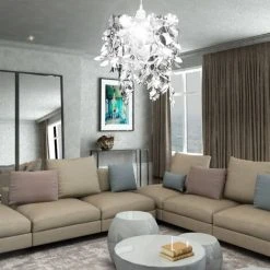 Grosses soldes 🧨 SUPERMARKET Lustre Suspendu à Feuilles Paillette 21,5 X 30 Cm Argenté 😀 -Suspension Soldes 63667727 5