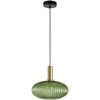 Le moins cher ✔️ LITZEE Lustre Intérieur Luminaire Suspension Industrielle Suspendus Modernes Douille E27 Abat Jour Plafond Suspension En Verre à Rayures (Vert, L 30cm) ❤️